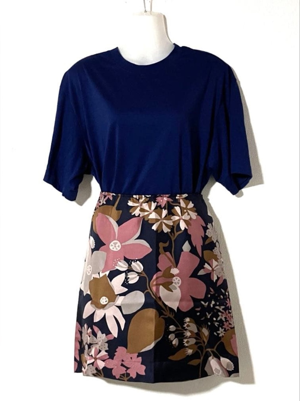 See By Chloé Floral Mini Skirt in Navy, Pink, Brown